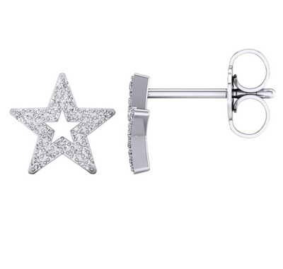 Star Shape Diamond Cluster Stud Earring (0.10CT) in 10K Gold (Yellow or White)
