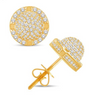 Circle Shape Domed Diamond Cluster Stud Earring (0.79CT) in 10K Gold (Yellow or White)