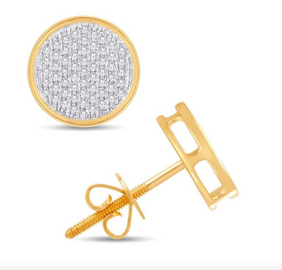 Circle Shape Diamond Cluster Stud Earring (0.22CT) in 10K Gold (Yellow or White)