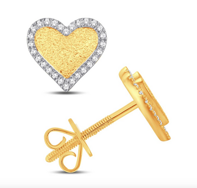 Heart Shape Diamond Stud Earring (0.14CT) in 10K Gold (Yellow or White)