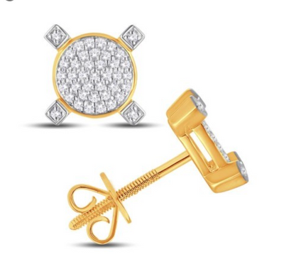 Round Shape Diamond Cluster Stud Earring (0.18CT) in 10K Gold (Yellow or White)