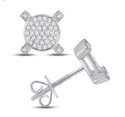 Round Shape Diamond Cluster Stud Earring (0.18CT) in 10K Gold (Yellow or White)