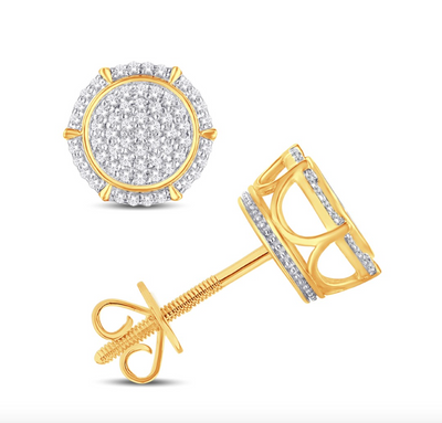 Round Shape Diamond Cluster Stud Earring (0.25CT) in 10K Gold (Yellow or White)