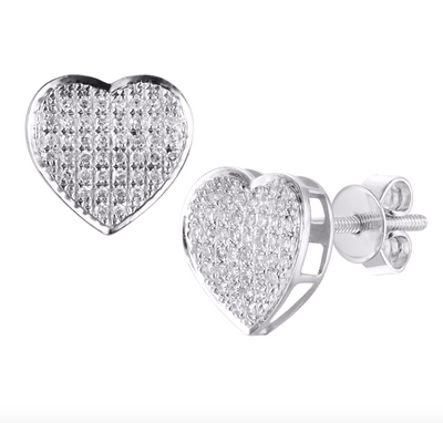 Heart Shape Diamond Cluster Stud Earring (0.50CT) in 10K Gold (Yellow or White)