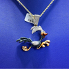 Bird pendant necklace with glittered bird charm and gold chain