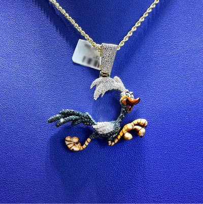 Bird pendant necklace with glittered bird charm and gold chain