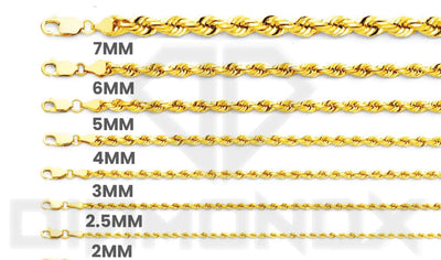 6mm 10K Gold Hollow Franco Chain (White or Yellow) - from 16 to 28 Inches