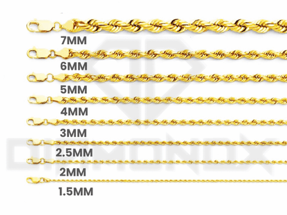 2mm 10K Solid Rope Chain