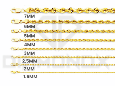 2mm 10K Solid Gold Rope Chain (White or Yellow) - from 22 to 20 Inches