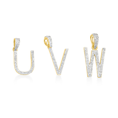 Alphabet Letter (Initials) Diamond Pendants in 10K Gold