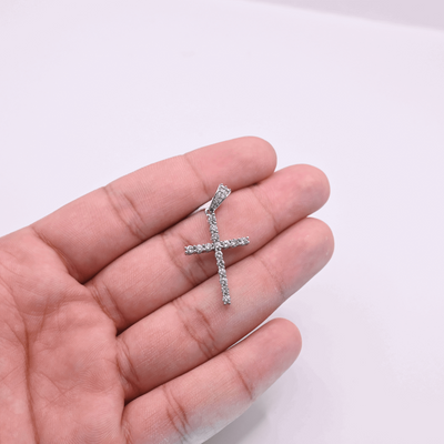 10K Cross White Gold Diamond Pendant