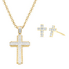 10K Gold Cross Pendant with 1.10CT Diamonds with Matching Gold Cross Studs with 0.33CT Diamonds