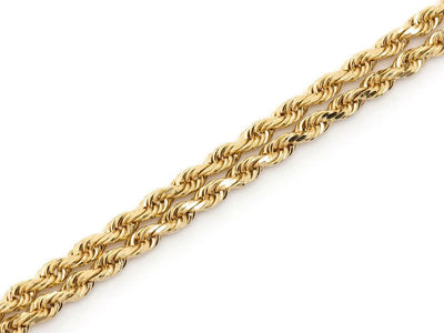 2.5mm 10K Gold Hollow Rope Chain (White or Yellow) - from 16 to 28 Inches