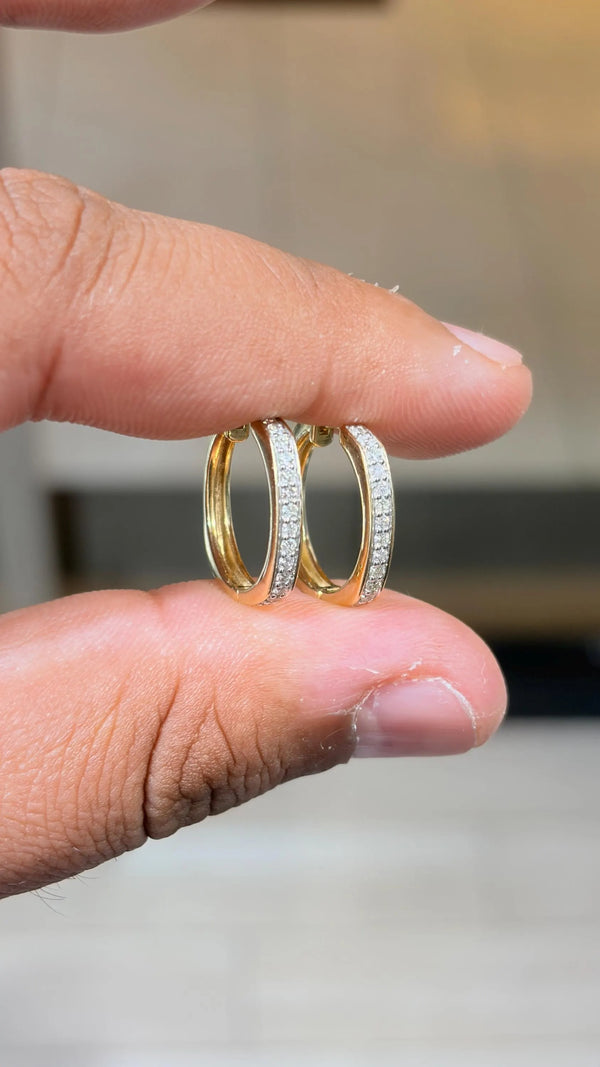 0.50 CTW Natural Diamond Huggie Hoop Earrings – 10K Solid White Gold
