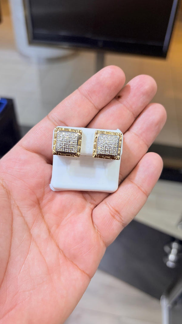 Product Title: 1.00 CT Natural Diamond Stud Earrings – 10K Gold, Square Shape, VS Quality