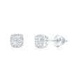 Square Shape Diamond Cluster Stud Earring (0.15CT) in 10K Gold (Yellow or White)