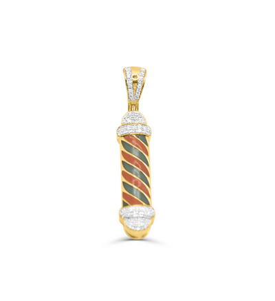 Barber Pole Diamond Pendant (0.18CT) in 10K Gold