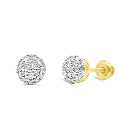 Round Shape Diamond Cluster Stud Earring (0.25CT) in 10K Gold (Yellow or White)