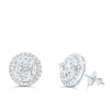Round Shaped Stylish Illusion Diamond Cluster Stud Earring (0.75CT) in 10K White Gold
