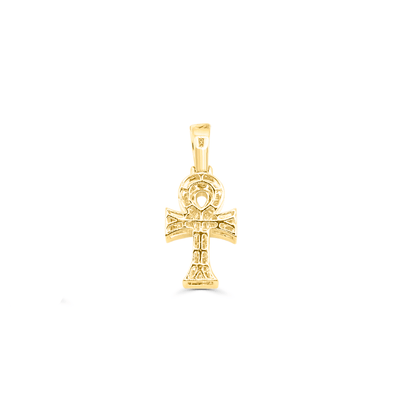 Egyptian Ankh Baguette Diamond Pendant (0.85CT) in 10K Gold