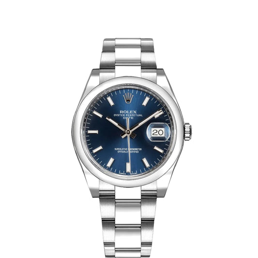 Rolex Oyster Perpetual Date 34mm Blue Dial Oyster Stainless Steel Watch 115200