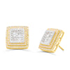 Square Shaped Illusion Diamond Cluster Stud Earring (1.15CT) in 10K Gold (Yellow or White)