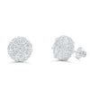 Round Flower Diamond Cluster Stud Earring (1.50CT) in 10K Gold (Yellow or White)