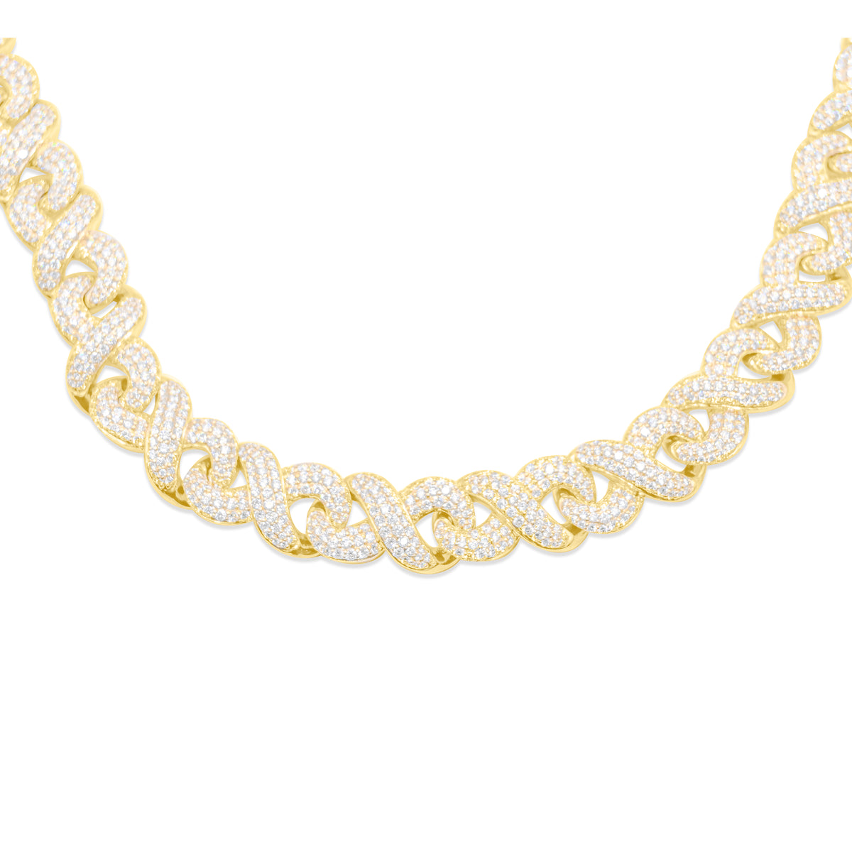 13.5mm 10K Gold Diamond Iced Out Infinity Link Chain