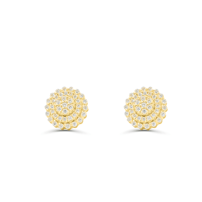 Round Shape Diamond Cluster Stud Earring (1.00CT) in 10K Gold (Yellow or White)