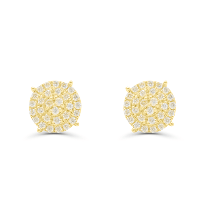 Round Shape Stylish Diamond Cluster Stud Earring (2.00CT) in 10K Gold (Yellow or White)