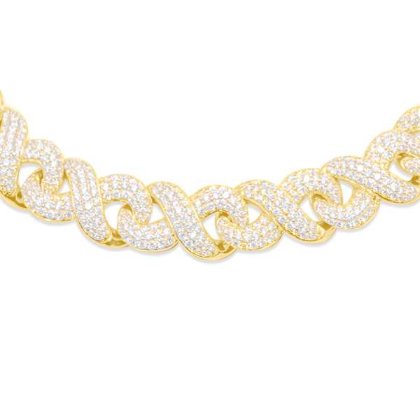 13.5mm 10K Gold Diamond Iced Out Infinity Link Chain
