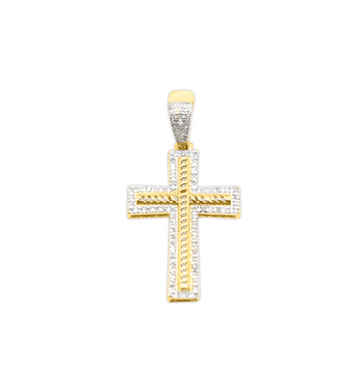 Cross Frame Diamond Pendant (0.33CT) in 10K Gold