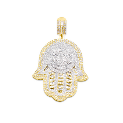 Hamsa Hand Diamond Pendant (3.00CT) in 10K Gold