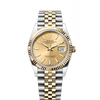 Rolex Datejust 36mm 2 Tone 18k Yellow Gold & Stainless Steel Champagne Diamond Dial Fluted Bezel Jubilee Watch 116233