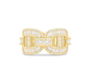 Eternity Infinity Link Baguette Diamond Men's Band Ring (2.60 CT) in 10K Gold - Size 7 to 12