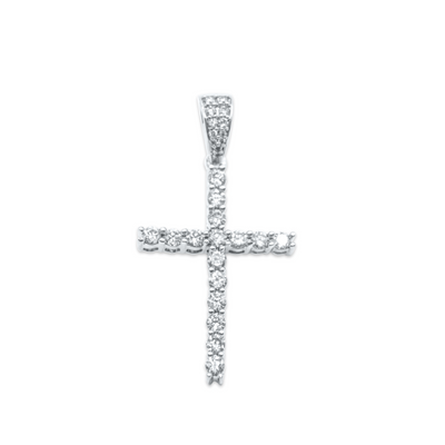 Cross Shape Prong Diamond Pendant (0.84CT) in 10K White Gold