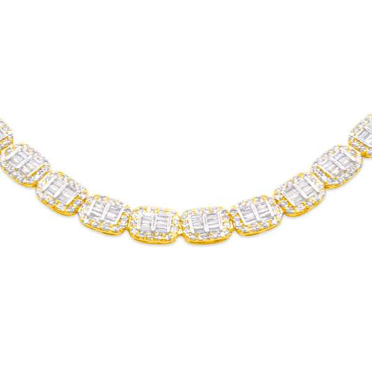 10K Baguette Gold Diamond Necklace