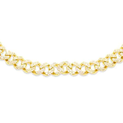 Prong Diamond Monaco Cuban Link Chain (7.20CT) in 10K Gold - 6mm (18 Inches)