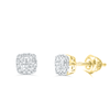 Square Shape Diamond Cluster Stud Earring (0.15CT) in 10K Gold (Yellow or White)