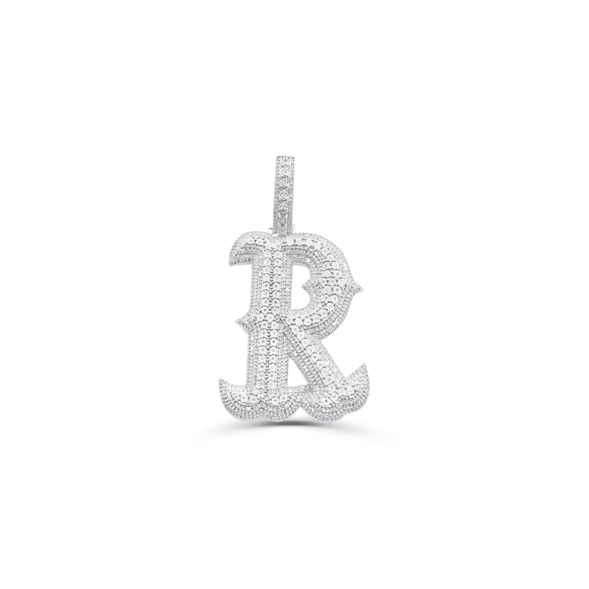 10K Gold Diamond Letter R Pendant 2.40CT