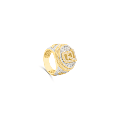 BL Letter Baguette Diamond Cluster Men's Pinky Ring (2.60CT) in 10K Gold - Size 7 to 12