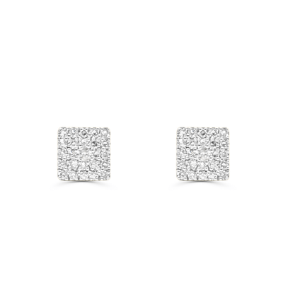Square Shape Diamond Cluster Stud Earring (0.25CT) in 10K Gold (Yellow or White)