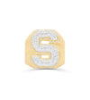 S Letter Baguette Diamond Cluster Men's Ring (3.00CT) in 10K Gold - Size 7 to 12