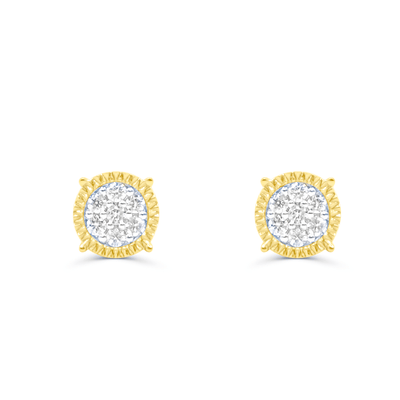 Round Shape Diamond Cluster Stud Earring (0.25CT) in 10K Gold (Yellow or White)