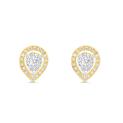 Pear Shape Diamond Cluster Stud Earring (0.25CT) in 10K Gold (Yellow or White)