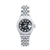 Rolex Date Just 26mm 2CT Diamond Bezel Black Dial Stainless Steel Watch