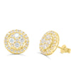 Round Shaped Diamond Cluster Stud Earring (2.00CT) in 10K Gold (Yellow or White)
