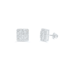 Square Shape Illusion Diamond Cluster Stud Earring (1.00CT) in 10K Gold (Yellow or White)