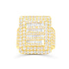 Rectangular Shape Pillow Baguette Diamond Cluster Men's Pinky Ring (4.03CT) in 10K Gold - Size 7 to 12