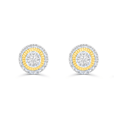 Round Shape Stylish Diamond Cluster Stud Earring (0.25CT) in 10K Gold (Yellow or White)